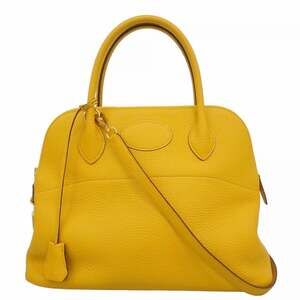 Hermes Bolide 31 handbag, Taurillon Clemence leather, Jaune Naple, D stamp, 2...